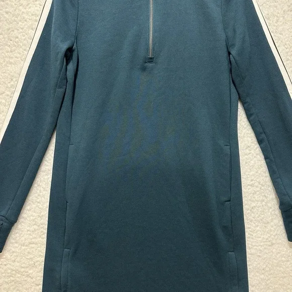 Athleta Crosstown Track Dress 1/4 Zip Long Sleeve Stripes Women's Size XS Green‎ - Picture 6 of 16